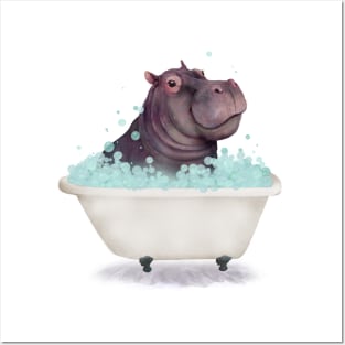 Hippo in the Bathtub Posters and Art